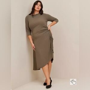 Torrid Green Sheath Dress Asymmetrical 3/4 Sleeve
